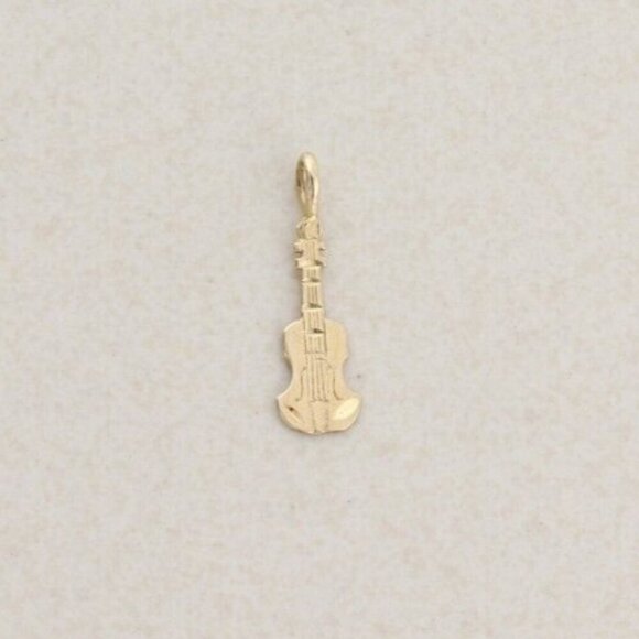 Pendant Only 14k Yellow Gold Guitar Pendant 7/8" x 1/4" - Picture 1 of 6